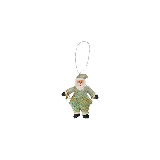Handcrafted Santa Ornament, Green
