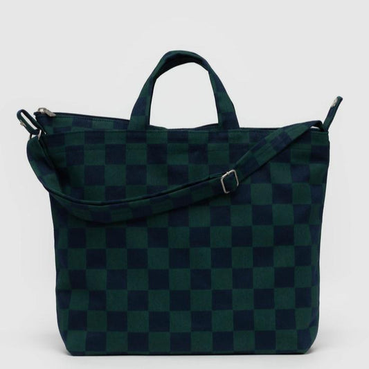 Horizontal Zip Duck Bag : Navy Green Check