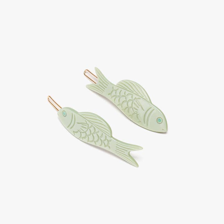 Jade Fish Hair Clip Set