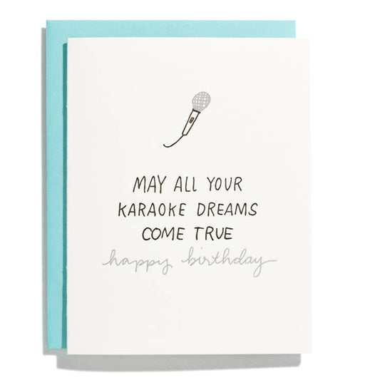 Karaoke Dreams Birthday - Letterpress Greeting Card