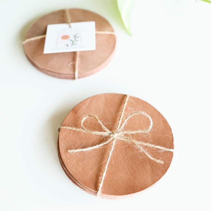 Simple Leather Coaster Set (4-pc)