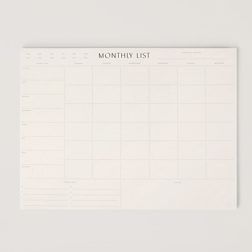 Monthly List Pad – HAUS THEORY