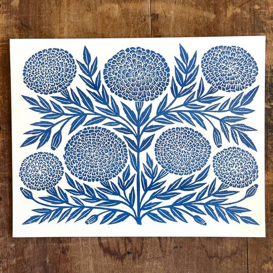 Navy Marigold Risograph Art Print (11 x 14)