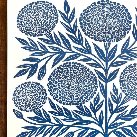 Navy Marigold Risograph Art Print (11 x 14)