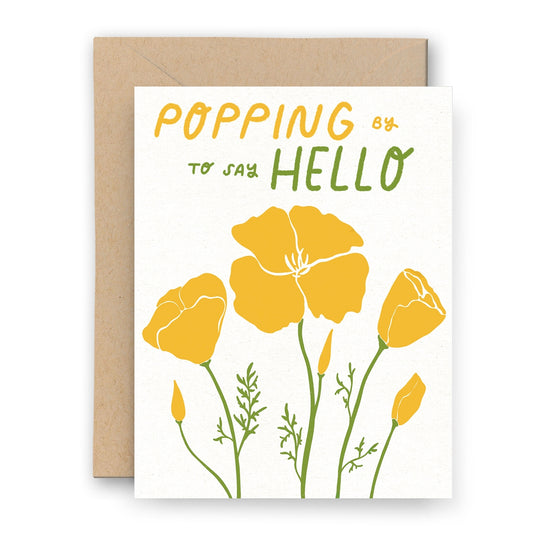 Popping By Poppies Letterpress Card