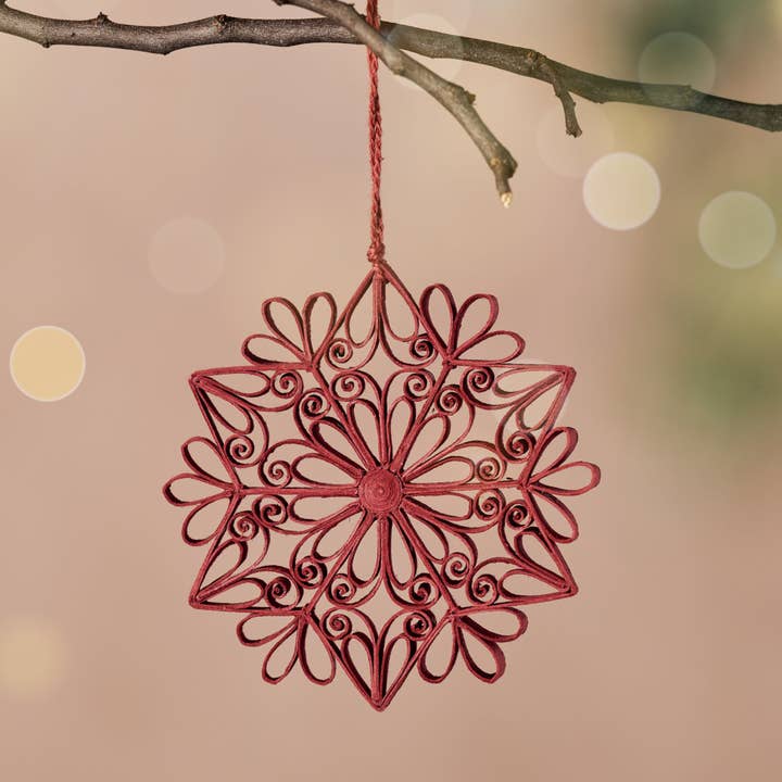 Quilled Snowflake Ornament - Burgundy