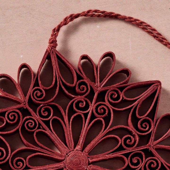 Quilled Snowflake Ornament - Burgundy