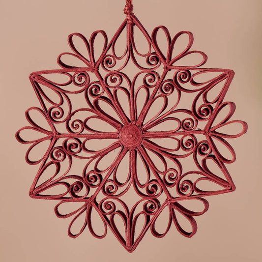 Quilled Snowflake Ornament - Burgundy