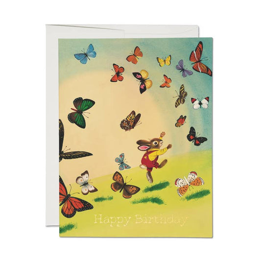 Richard Scarry Bunny and Butterflies Birthday Card