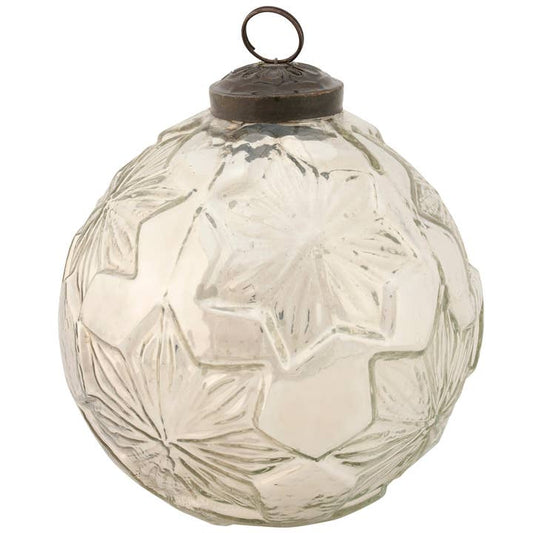 4" Silver Snowflake Glass Ornament