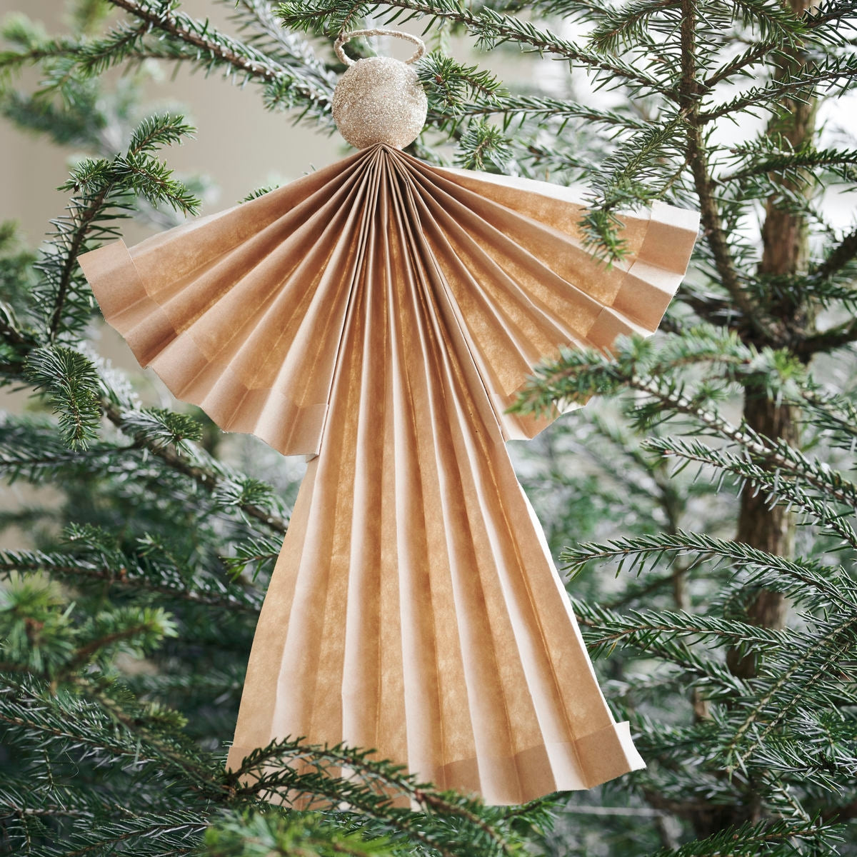 Small Paper Angel Ornament, Natural