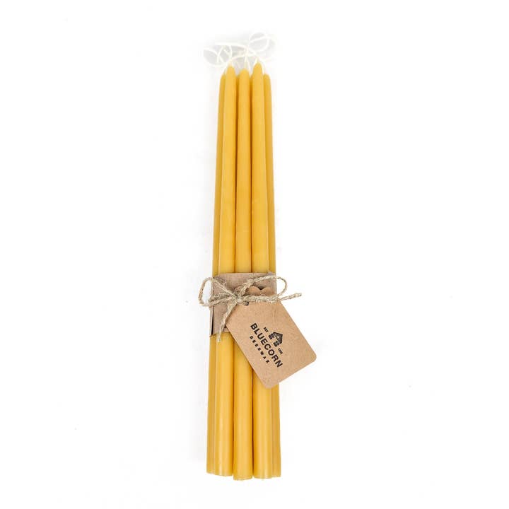 Hand-Dipped Thin Beeswax Tapers (10-pk)