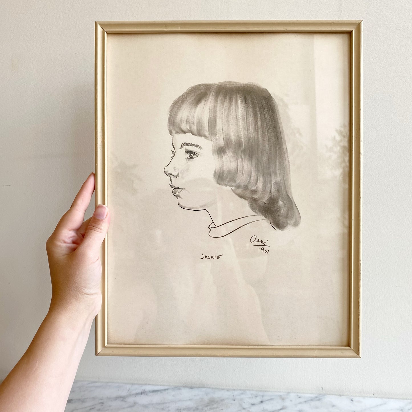 Vintage Original Portrait Drawing "Jackie", 1961
