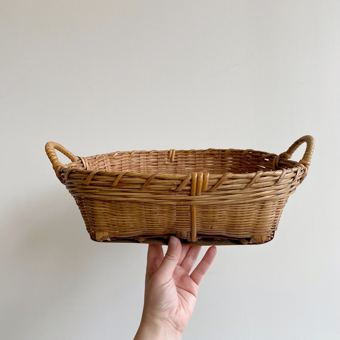 Medium Vintage Woven Basket with Handles