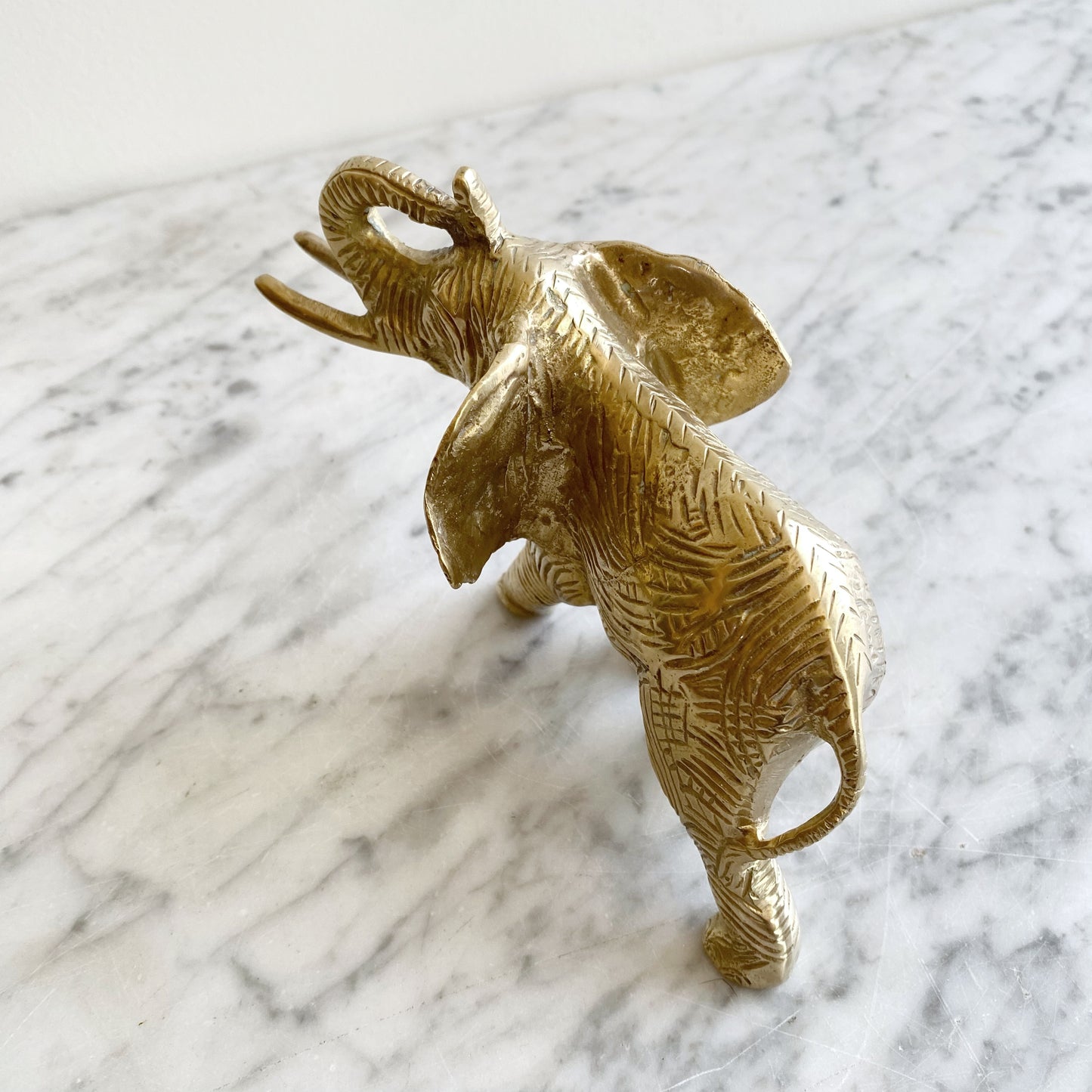 Intricate Vintage Brass Elephant, 5"