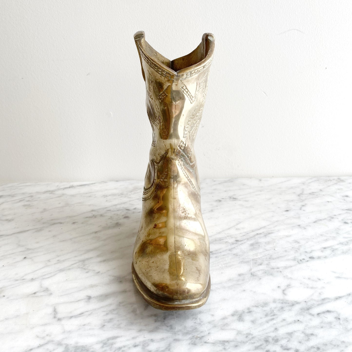 XL Vintage Brass Cowboy Boot, 9.5"