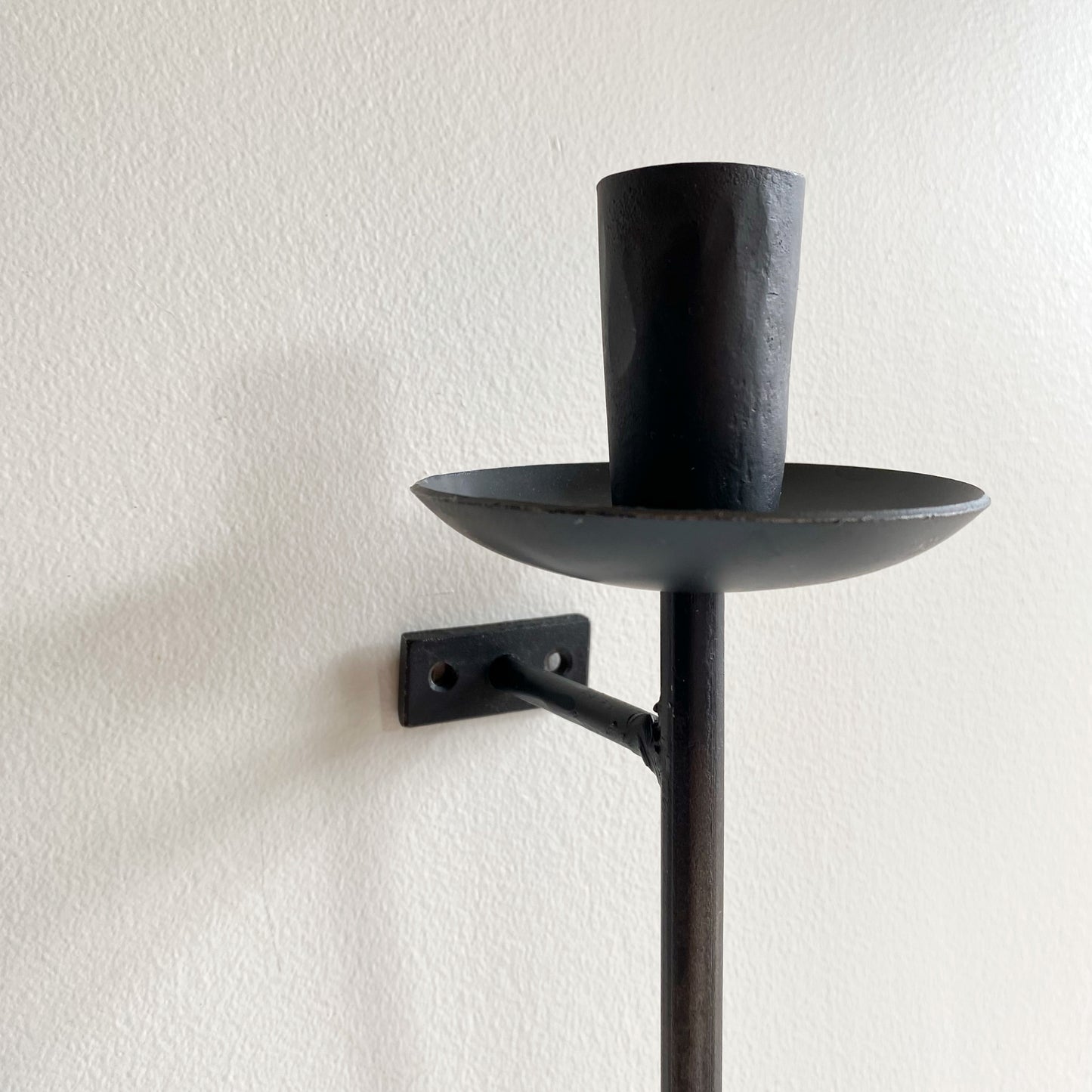 Found Slender Iron Wall Candle Sconce, Single