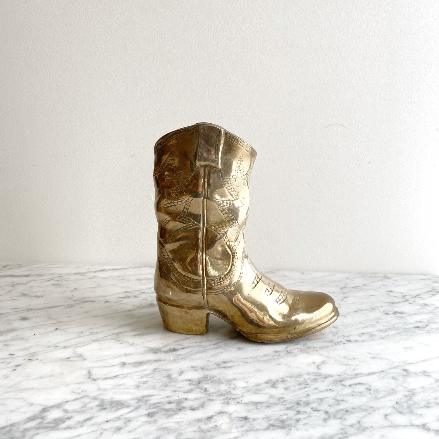 XL Vintage Brass Cowboy Boot, 9.5"