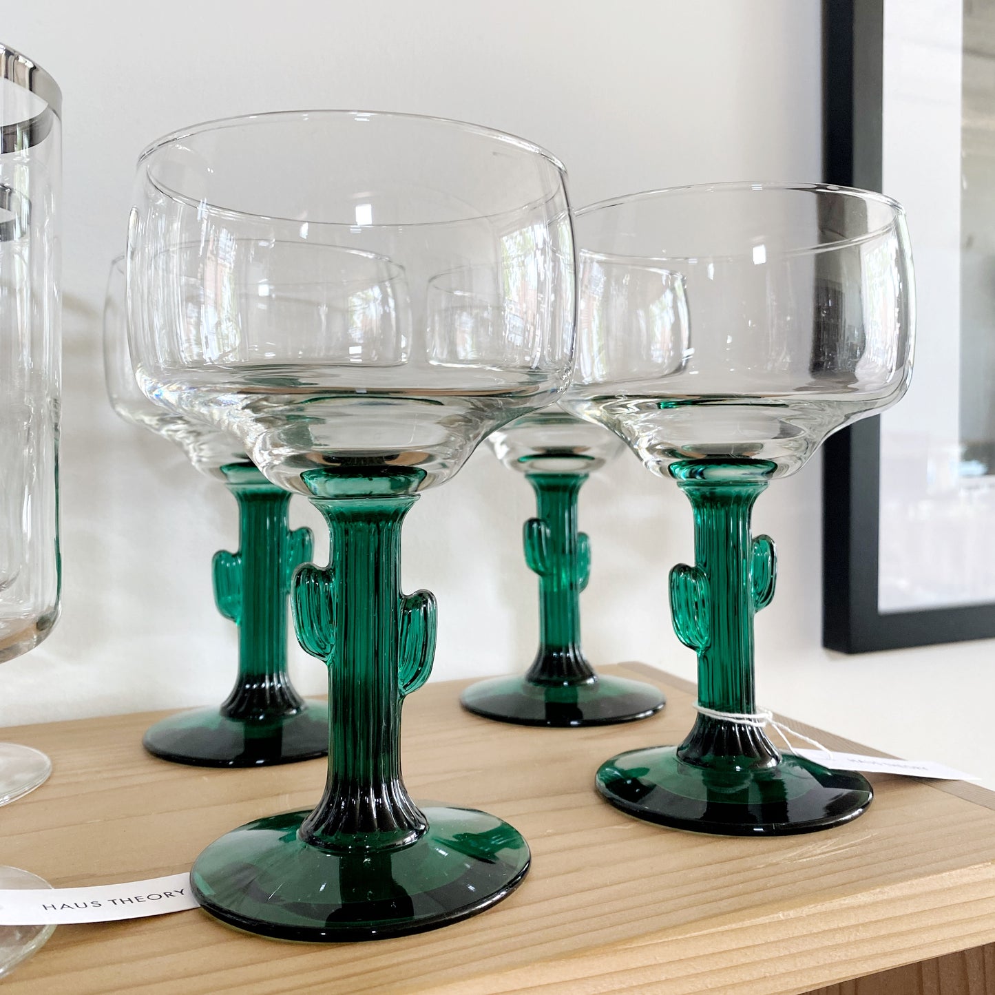 S/4 Found Cactus Margarita Glasses