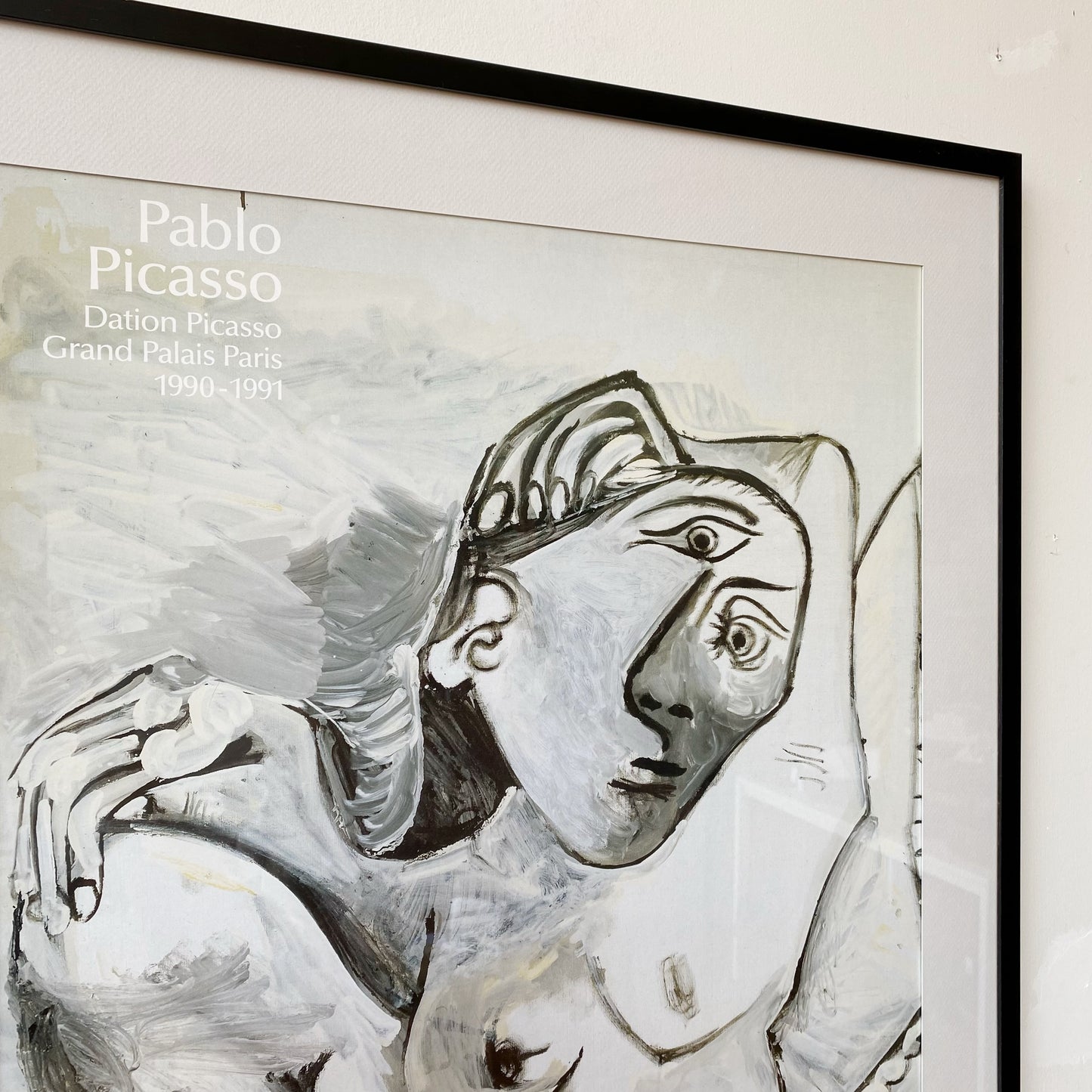 Vintage Framed French Picasso Poster Print, "Femme à l'oreiller"