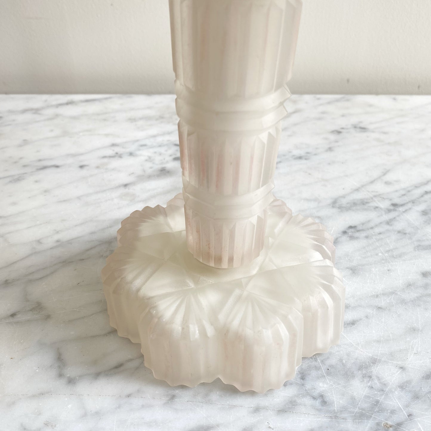 Petite Vintage Art Deco Frosted Glass Lamp + Shade