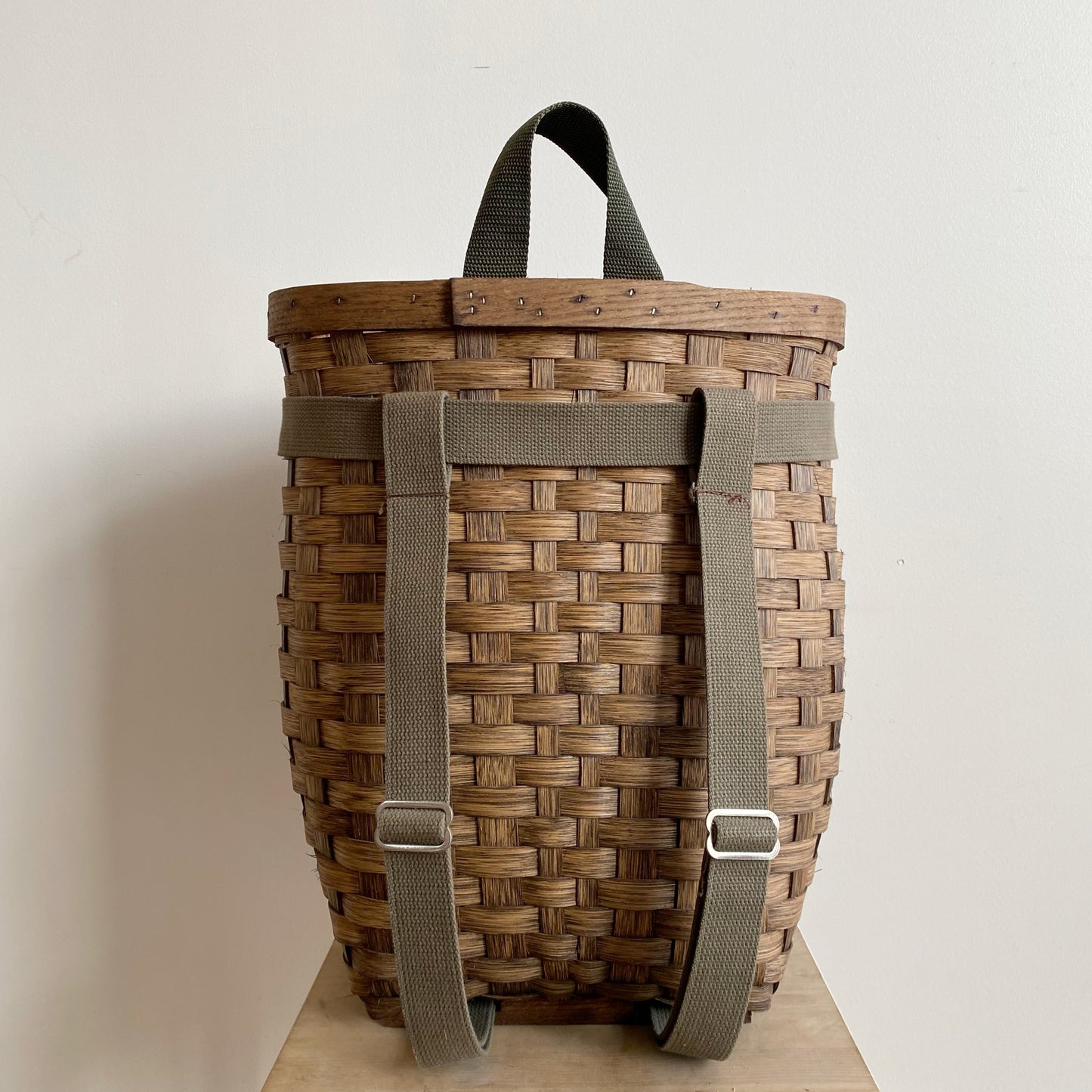 XL Vintage Woven Wood Foraging Backpack