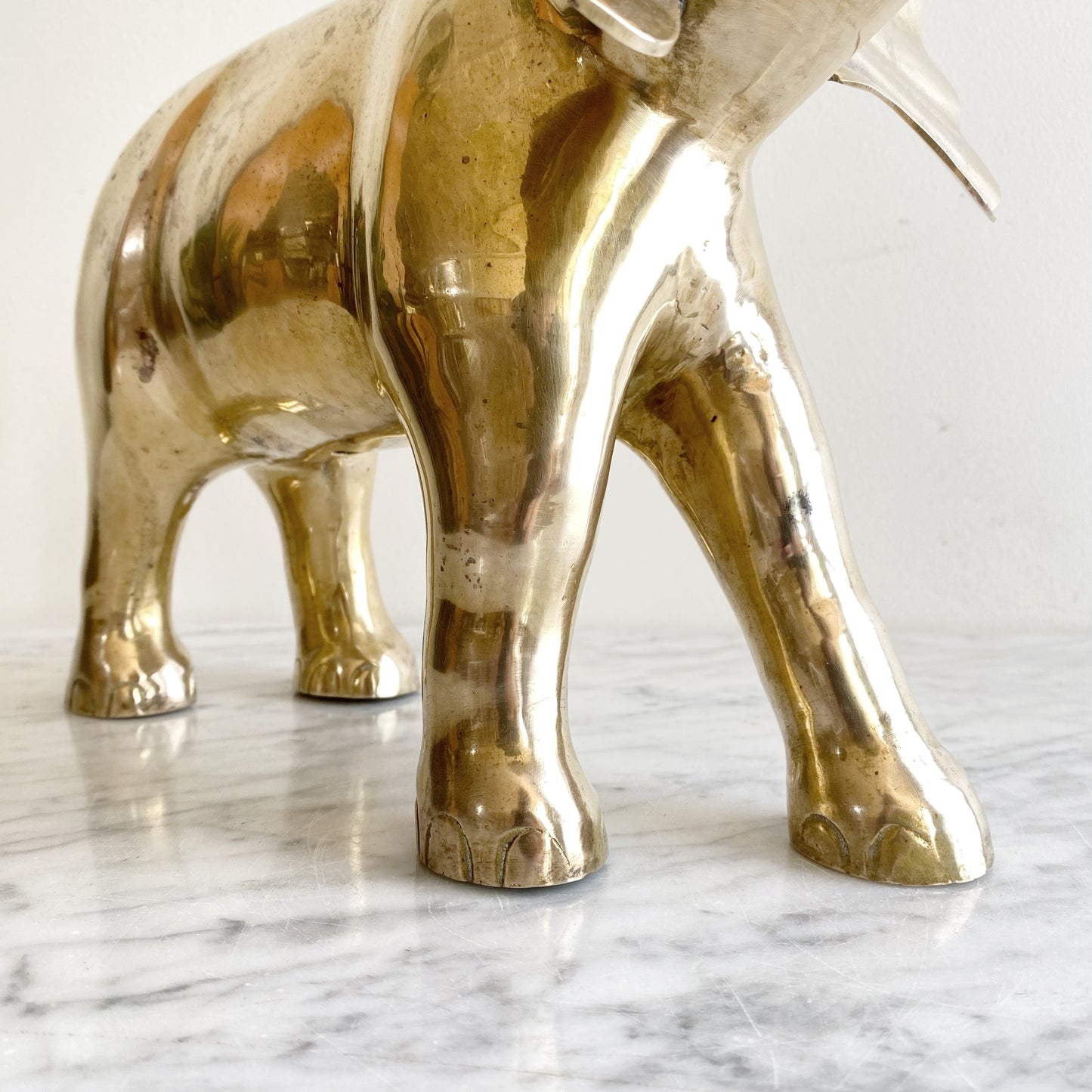 XL Vintage Brass Elephant, 13.75"