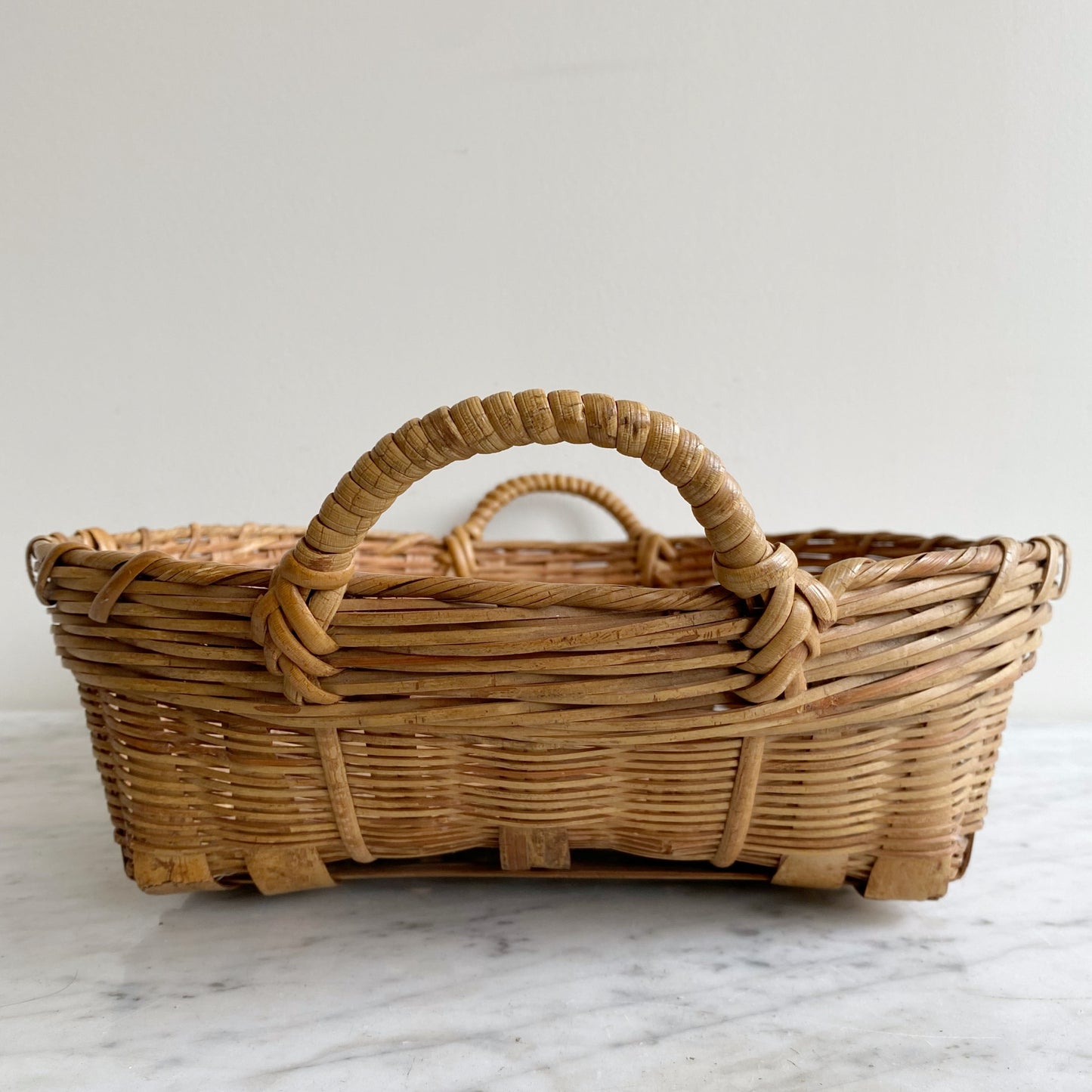 Medium Vintage Woven Basket with Handles