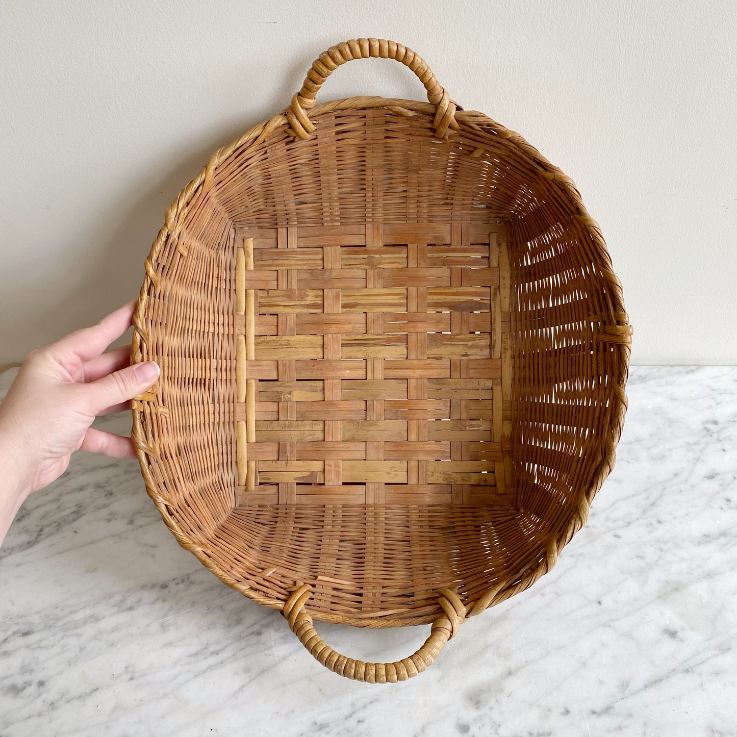 Medium Vintage Woven Basket with Handles