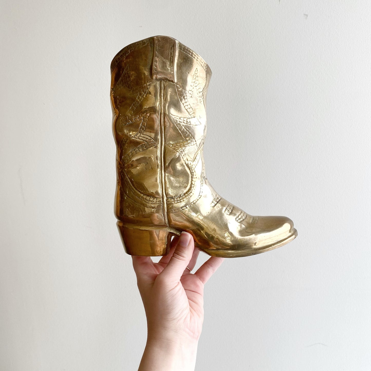 XL Vintage Brass Cowboy Boot, 9.5"