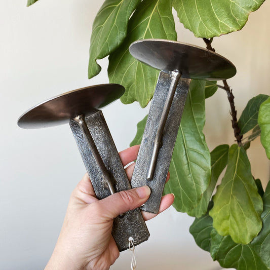 Pair of Simple Metal Candle Sconces