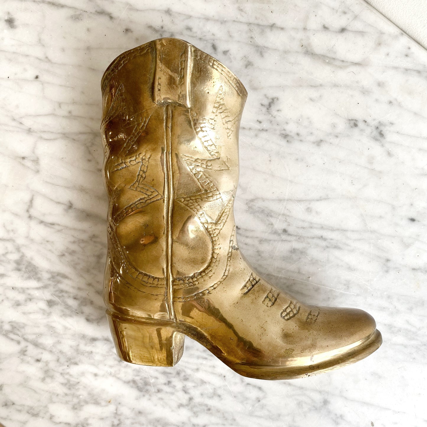 XL Vintage Brass Cowboy Boot, 9.5"