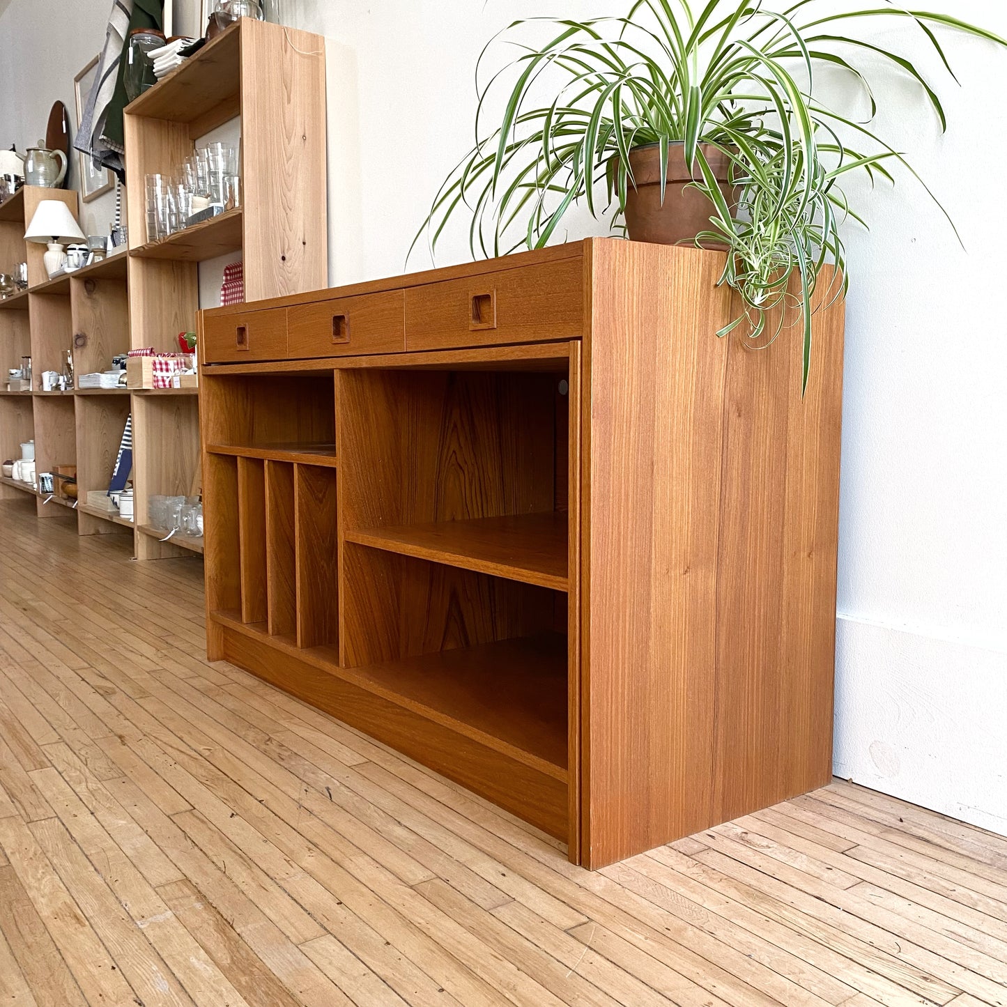 Vintage Expandable Teak Media Credenza