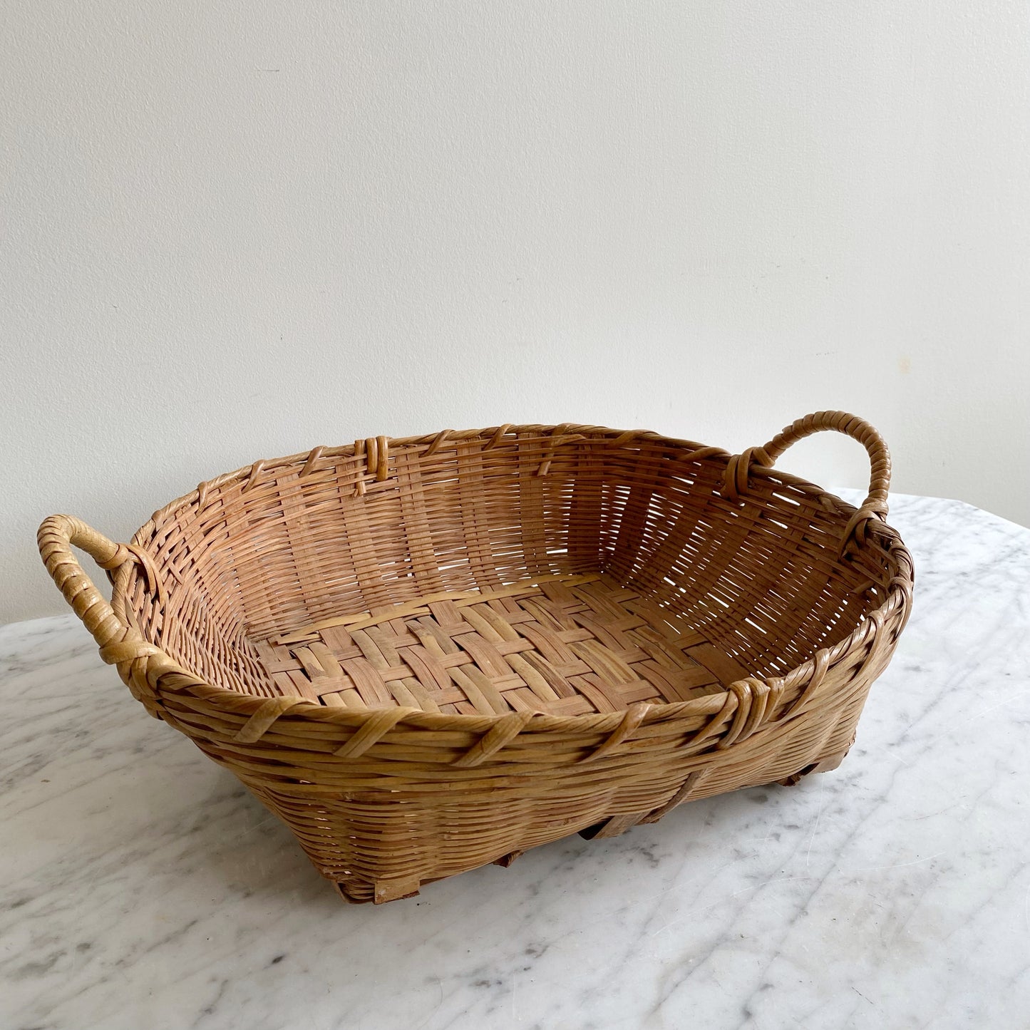 Medium Vintage Woven Basket with Handles