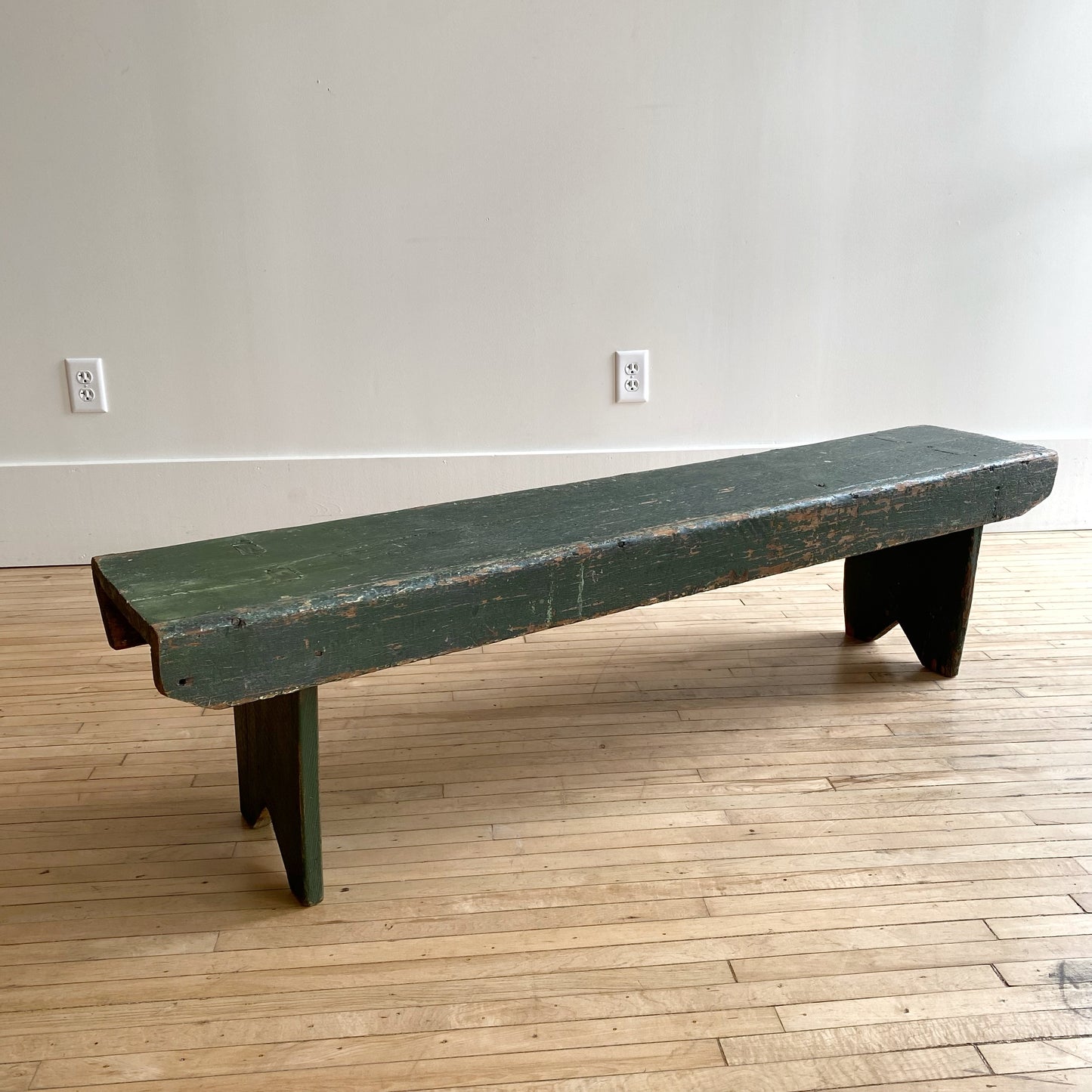 Vintage Primitive Green Bench, 5'