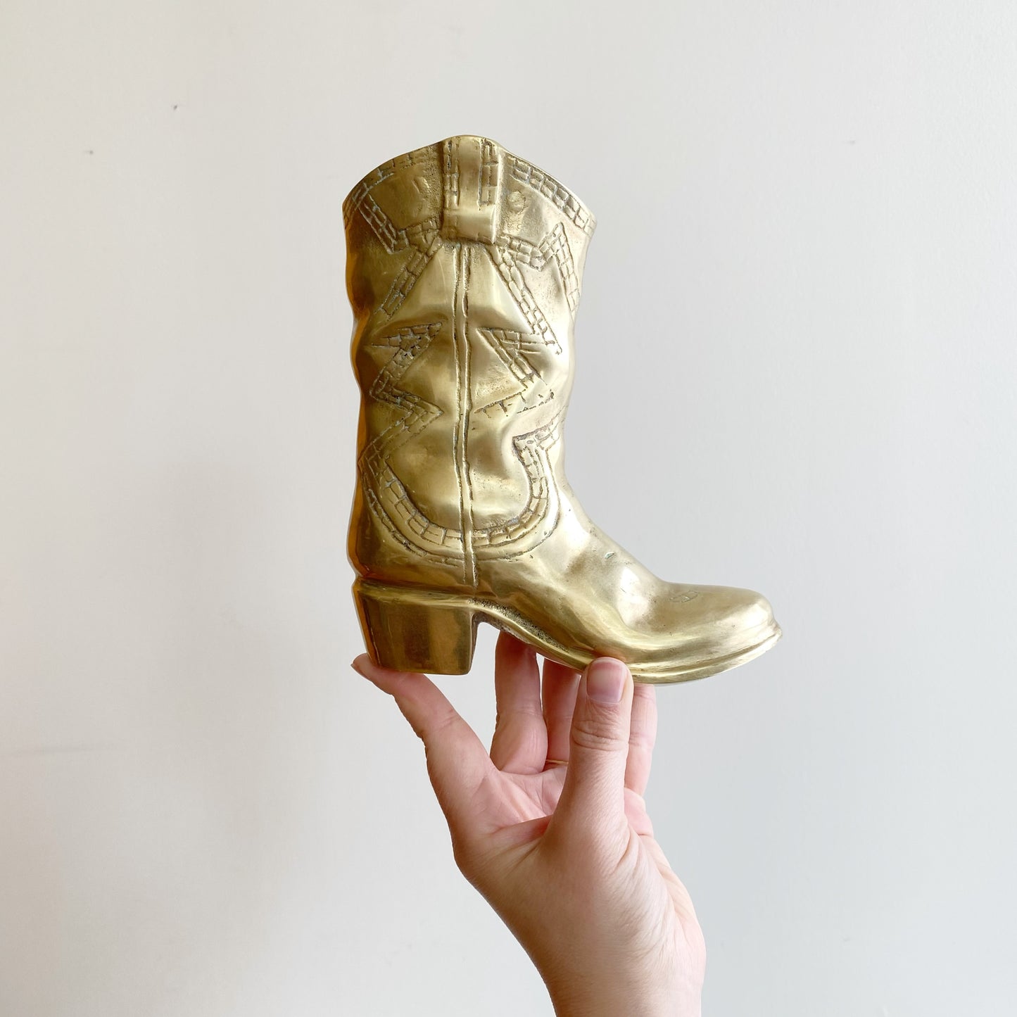 Vintage Brass Cowboy / Cowgirl Boot, 7.25"