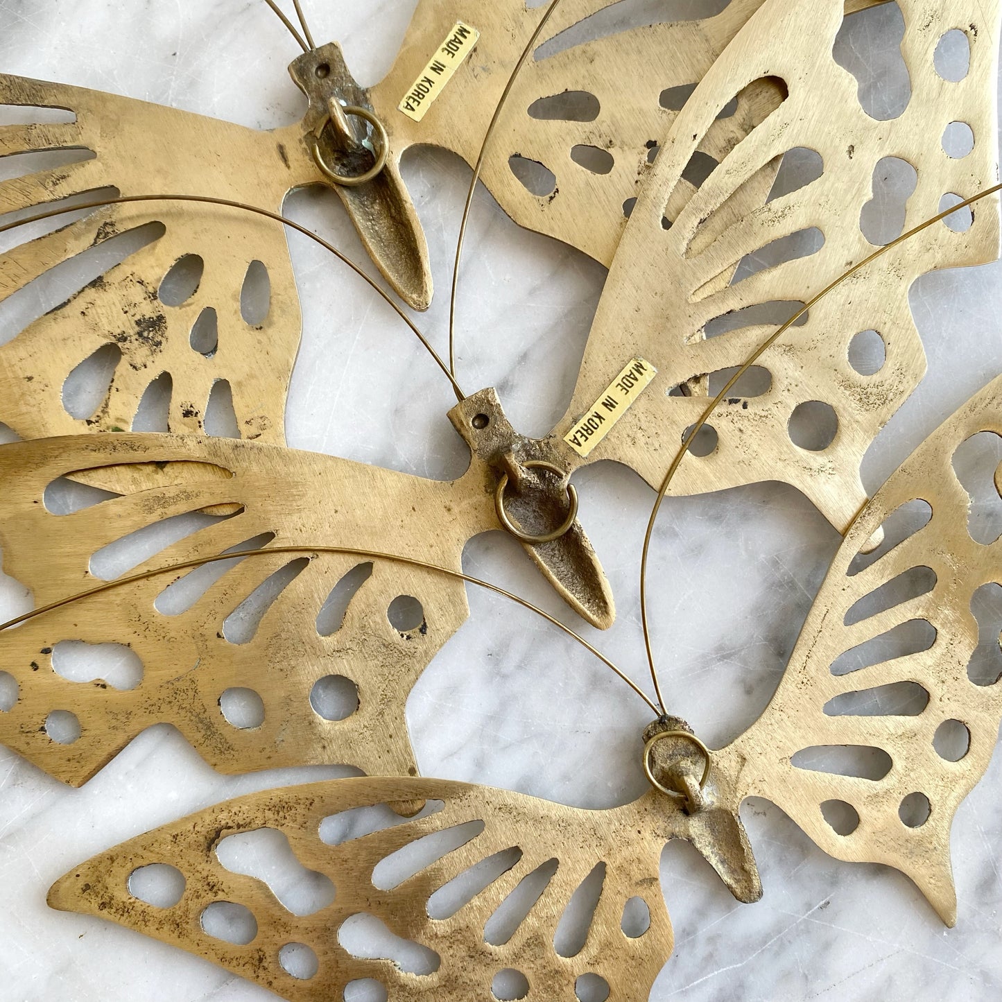 Trio of Vintage Brass Butterflies / Wall Decor