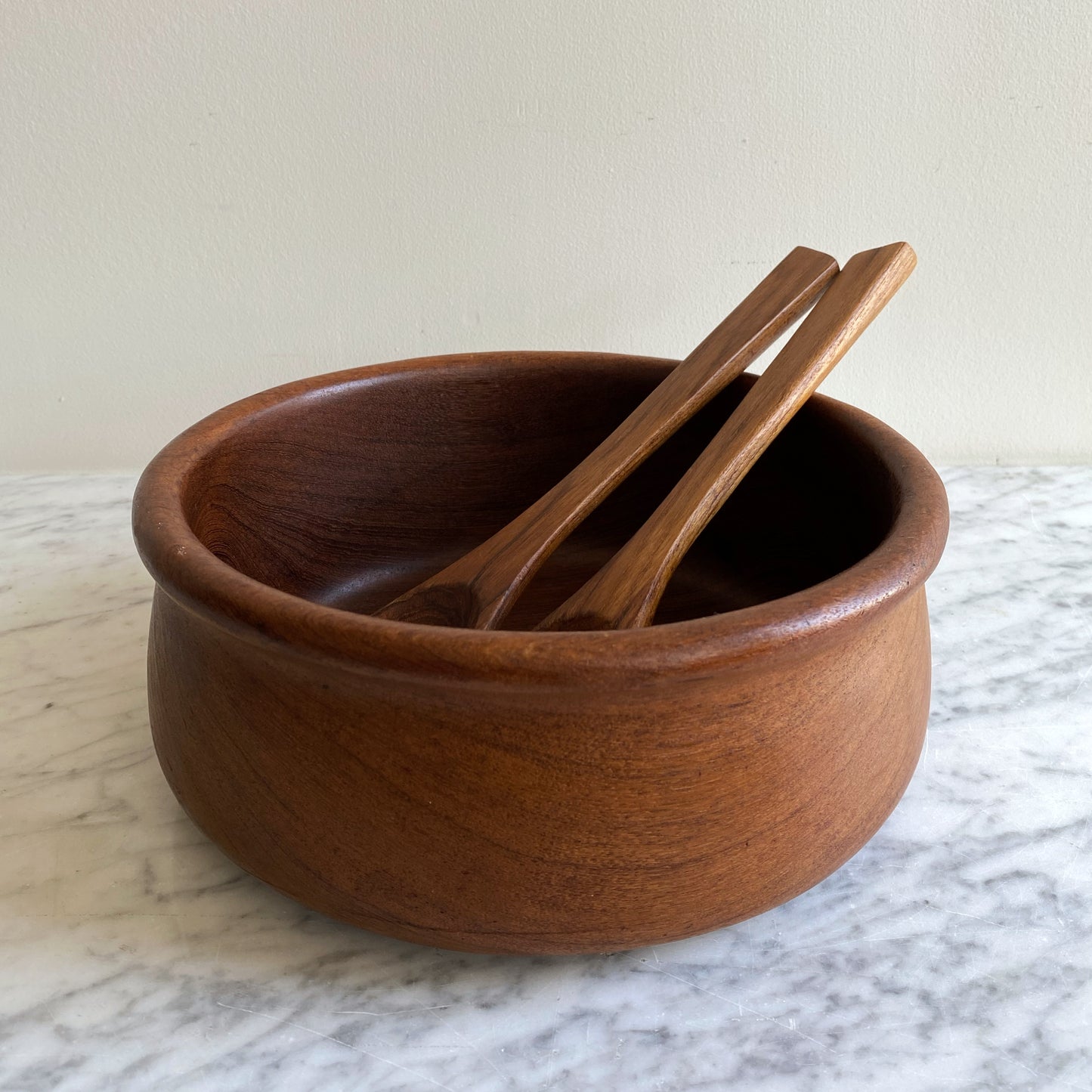 Vintage Wood Serving Bowl, 10”