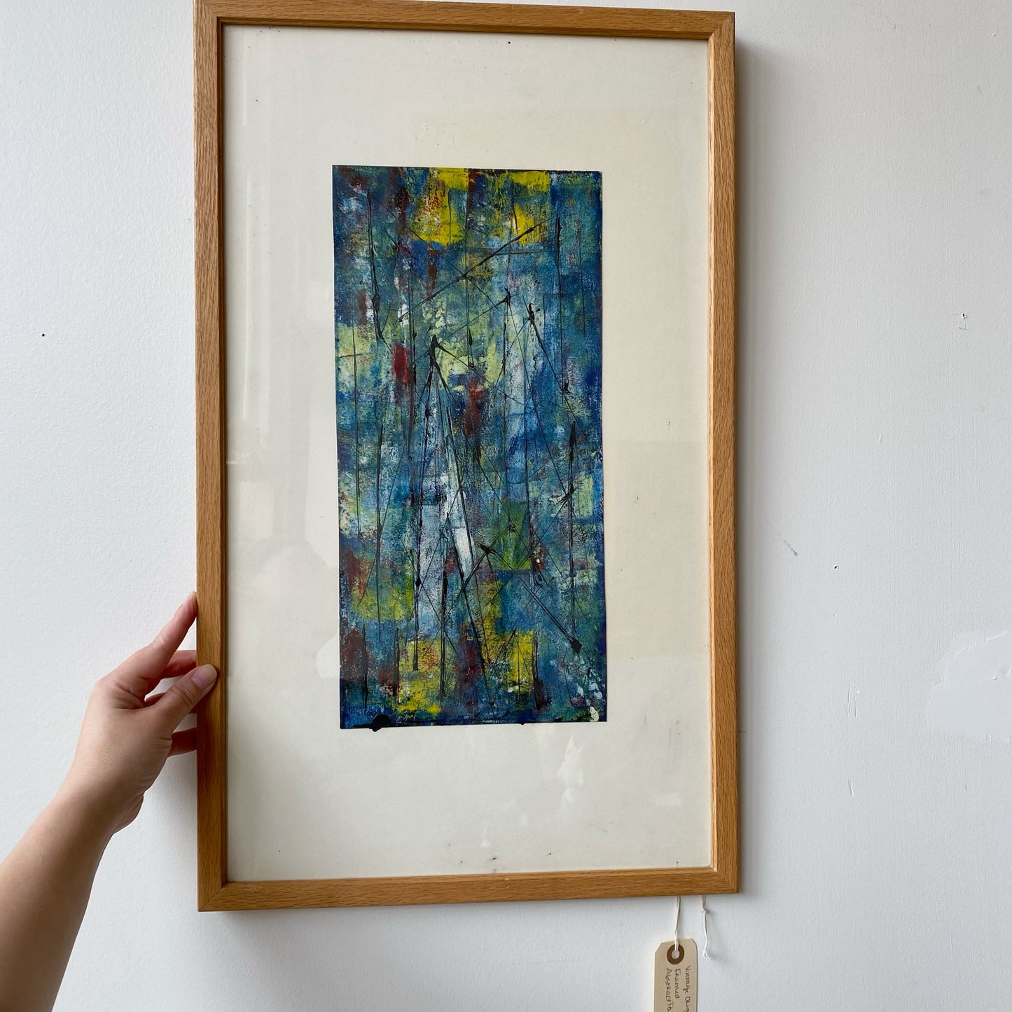 Original Vintage Framed Abstract Painting (15" x 25")