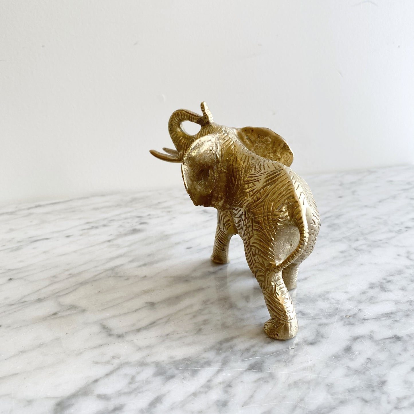 Intricate Vintage Brass Elephant, 5"