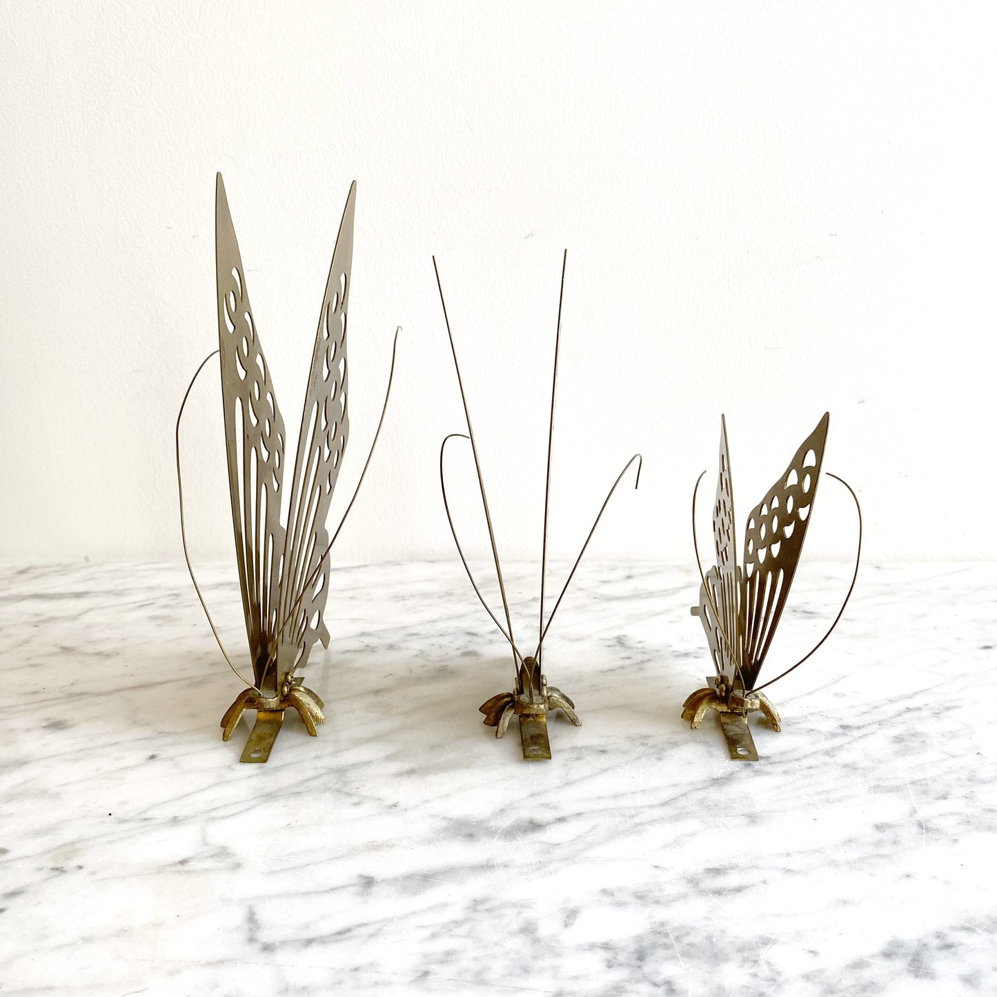 Trio of Vintage Brass Butterflies