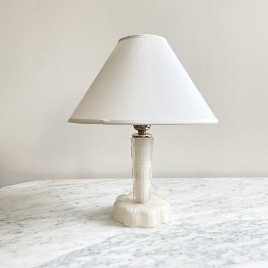 Petite Vintage Art Deco Frosted Glass Lamp + Shade