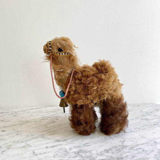 Vintage Wooly Llama Statue / Decor