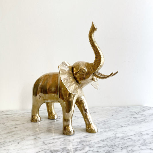 XL Vintage Brass Elephant, 13.75"