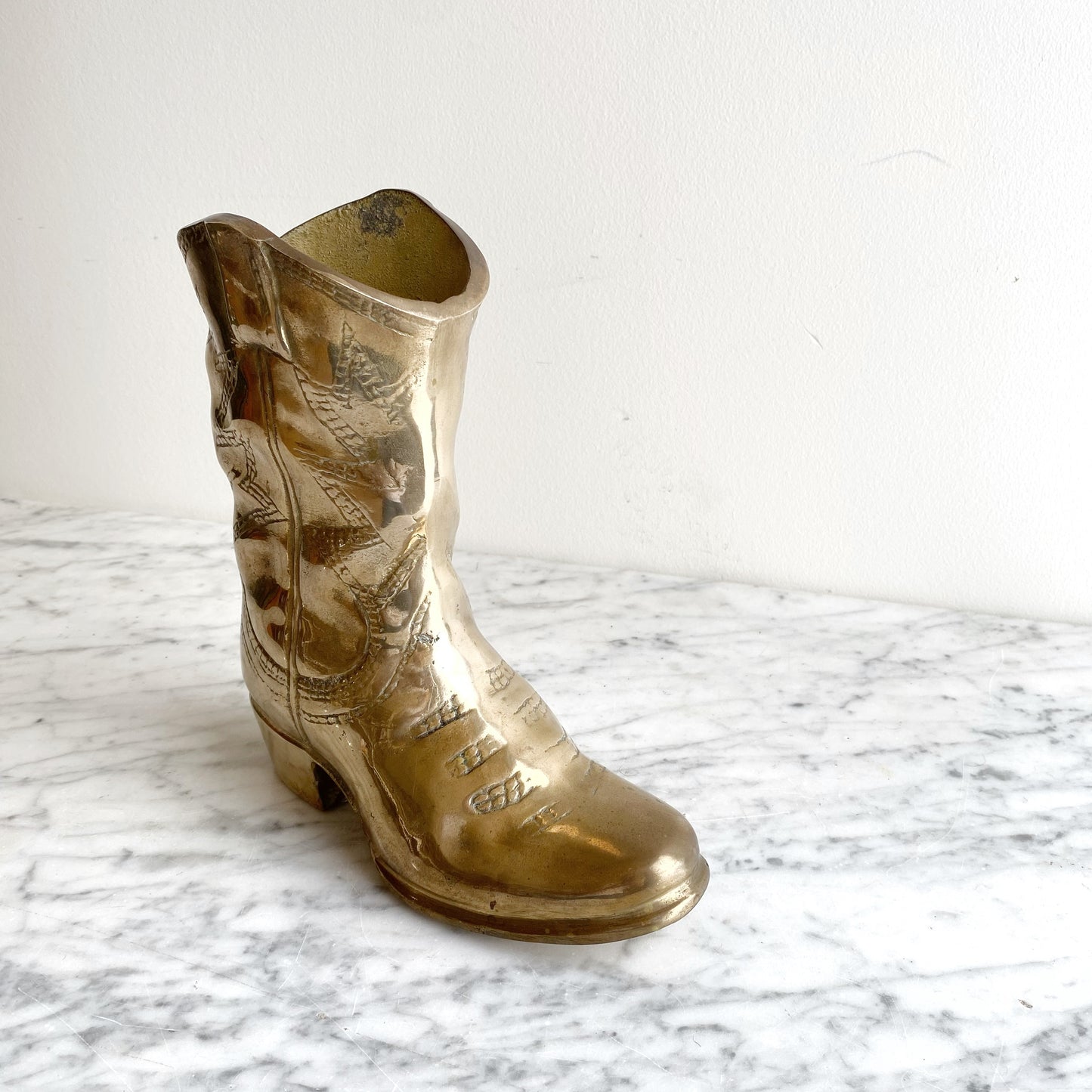 XL Vintage Brass Cowboy Boot, 9.5"