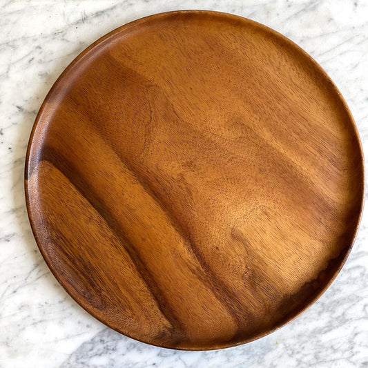 Vintage Round Wood Tray, 15"