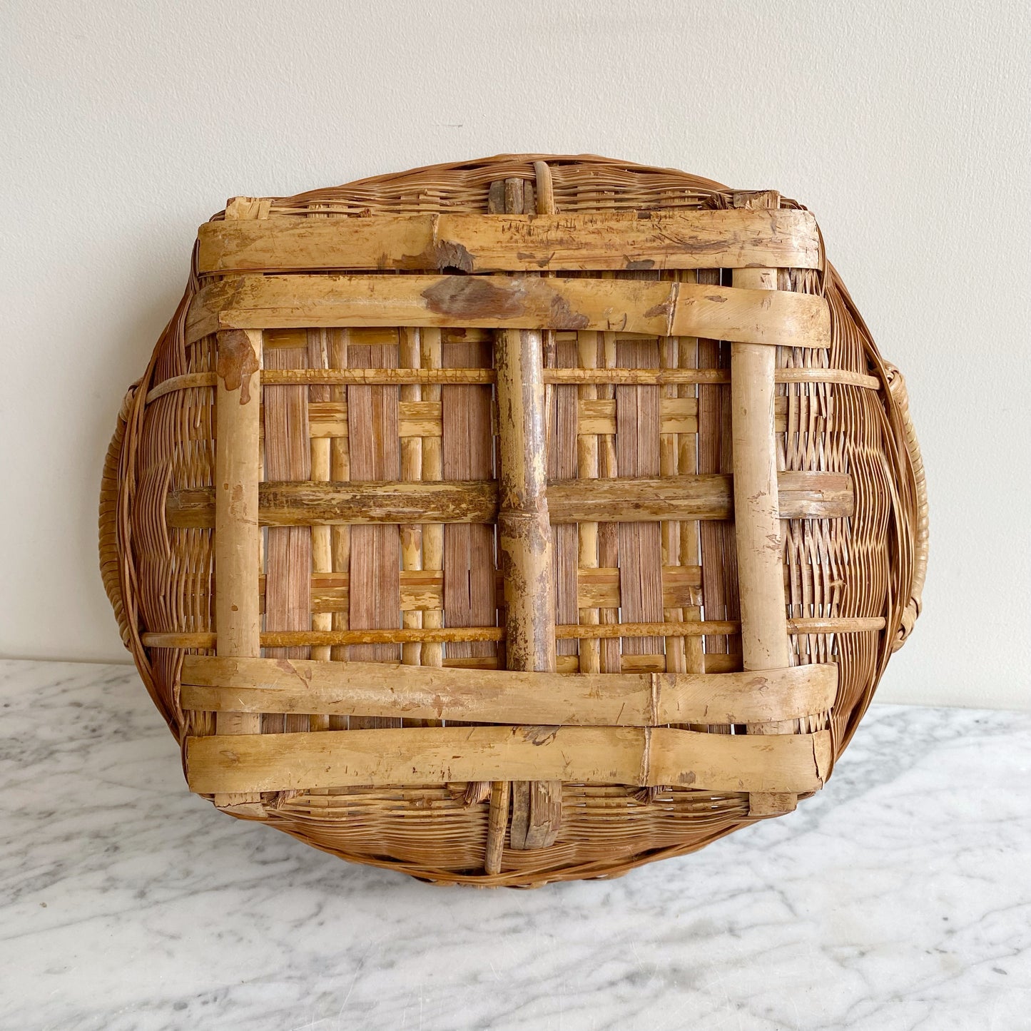 Medium Vintage Woven Basket with Handles