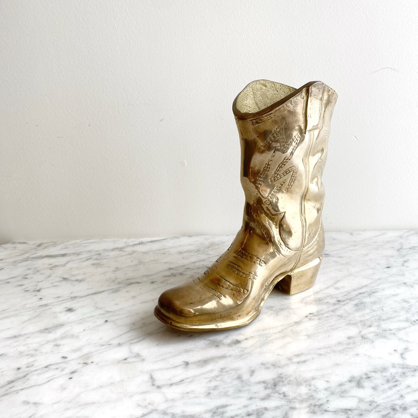 XL Vintage Brass Cowboy Boot, 9.5"