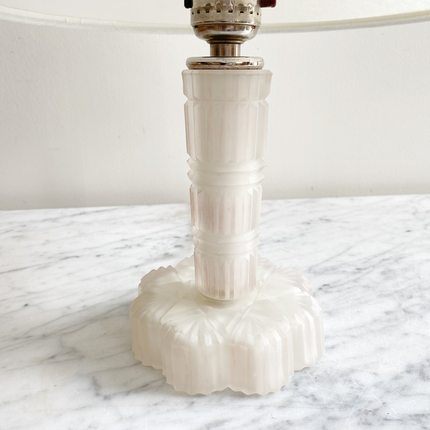 Petite Vintage Art Deco Frosted Glass Lamp + Shade