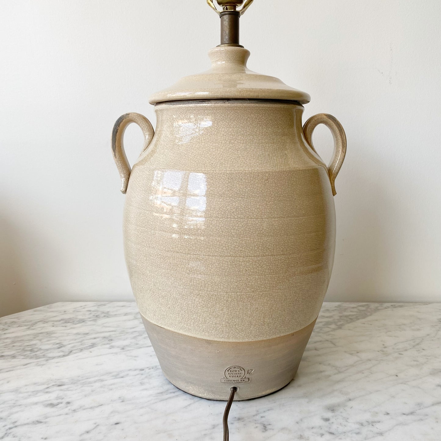 XL Vintage Stoneware Pottery Lamp